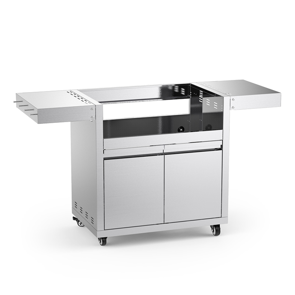 Stainless Steel Grill Cart for Hygrill 4-Burner Built-In Gas Grill, Outdoor Kitchen Island with Foldable Side Shelves and Storage Cabinet