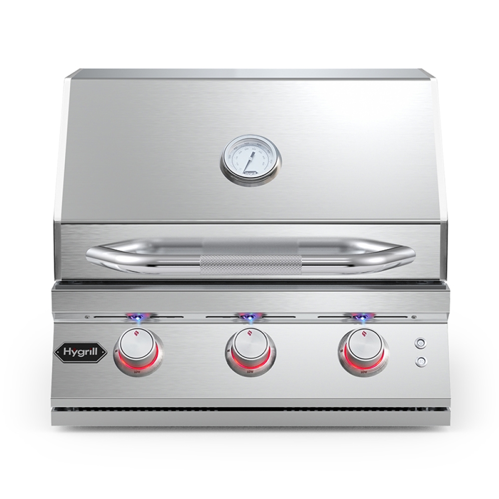Hygrill Premium XTR 3-Burner Built In Grill, Stainless Steel Grill Head for Outdoor Kitchen and BBQ Grill Island, Heavy Duty Natural Gas Grill