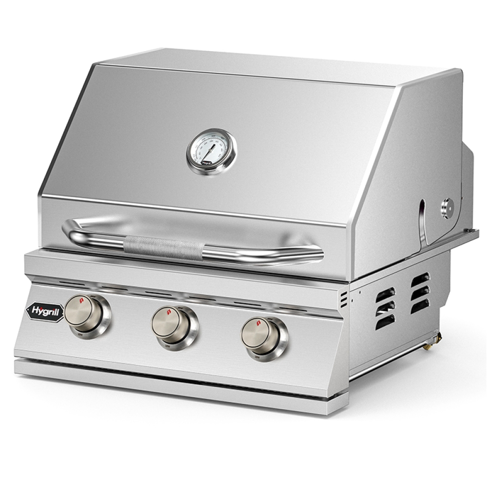 Hygrill Heavy Duty 3-Burner Built In Grill, Stainless Steel Grill Head for Outdoor Kitchen, Liquid Propane