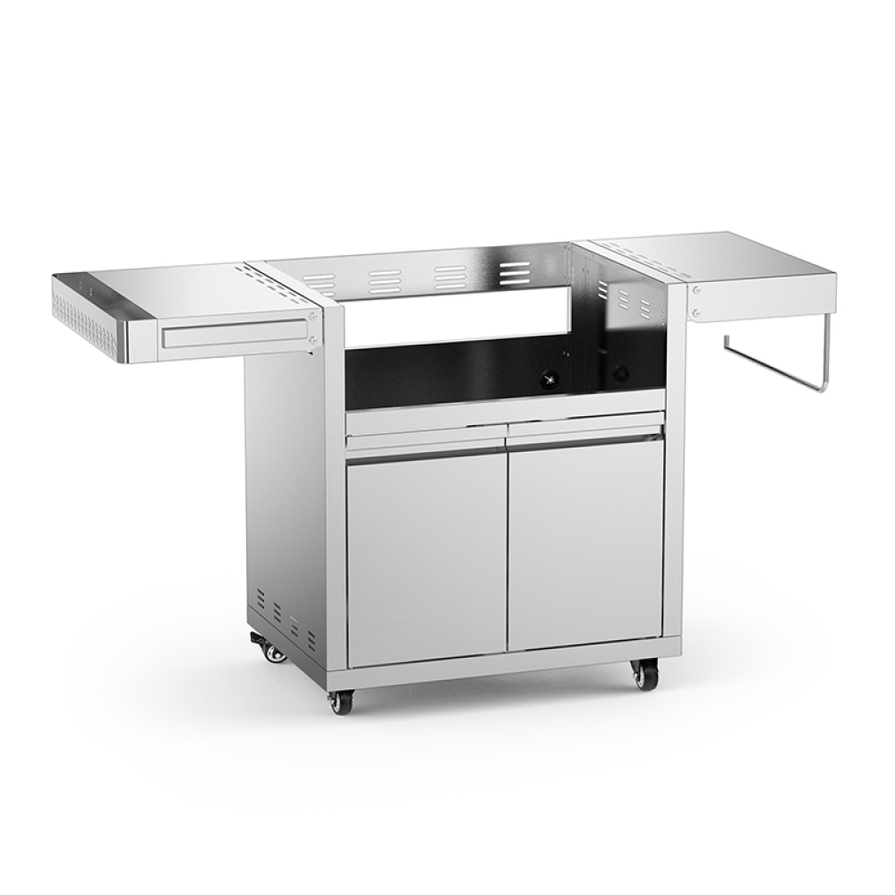 Hygrill Stainless Steel Grill Cart for Hygrill 2-Burner Built-In Griddle, Outdoor Kitchen Island with Foldable Side Shelves and Storage Cabinet
