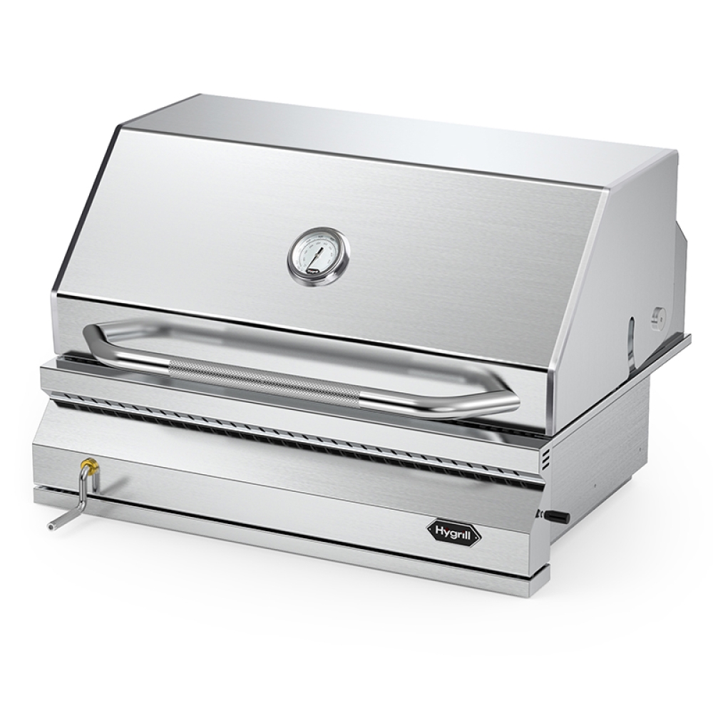 Hygrill Charcoal Grill Head for Outdoor Kitchen, 32-inch Stainless Steel Built-In Grill with Insulated Hood, Temperature Gauge and Fabric Cover