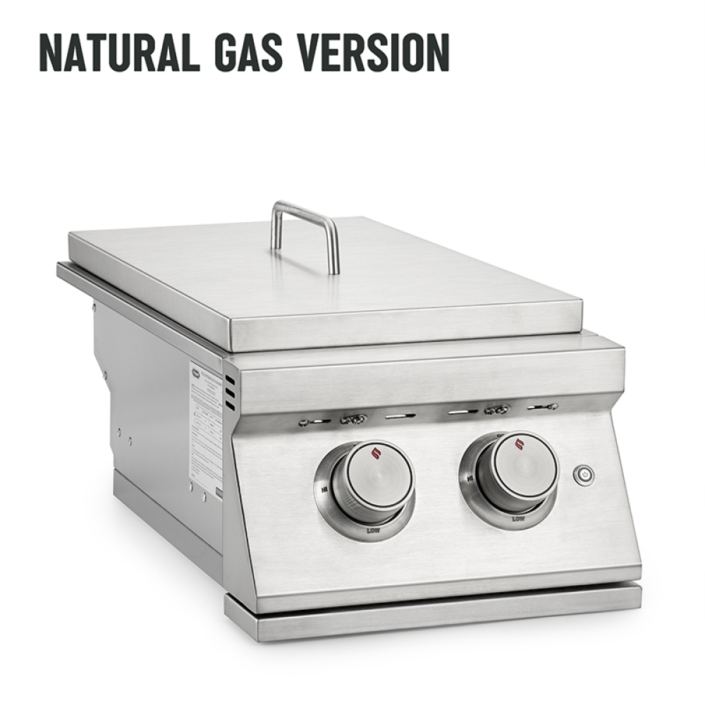 Hygrill Double Side Burner, Built In Double Grilling Side Burners for Outdoor Kitchen, Outdoor BBQ Grill Island, Natural Gas Version