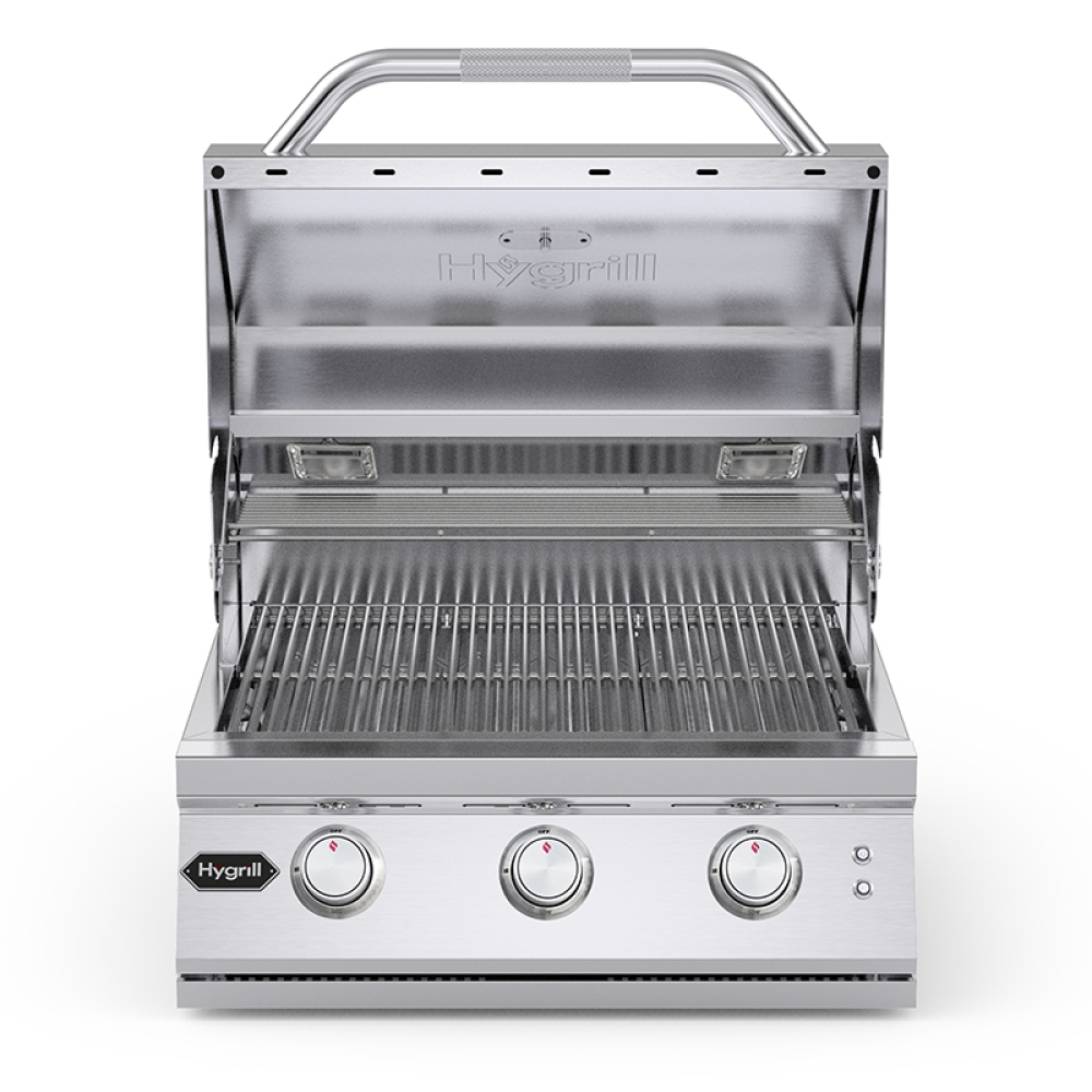 Hygrill Premium XTR 3-Burner Built In Grill, Stainless Steel Grill Head for Outdoor Kitchen with LED Lights, Liquid Propane