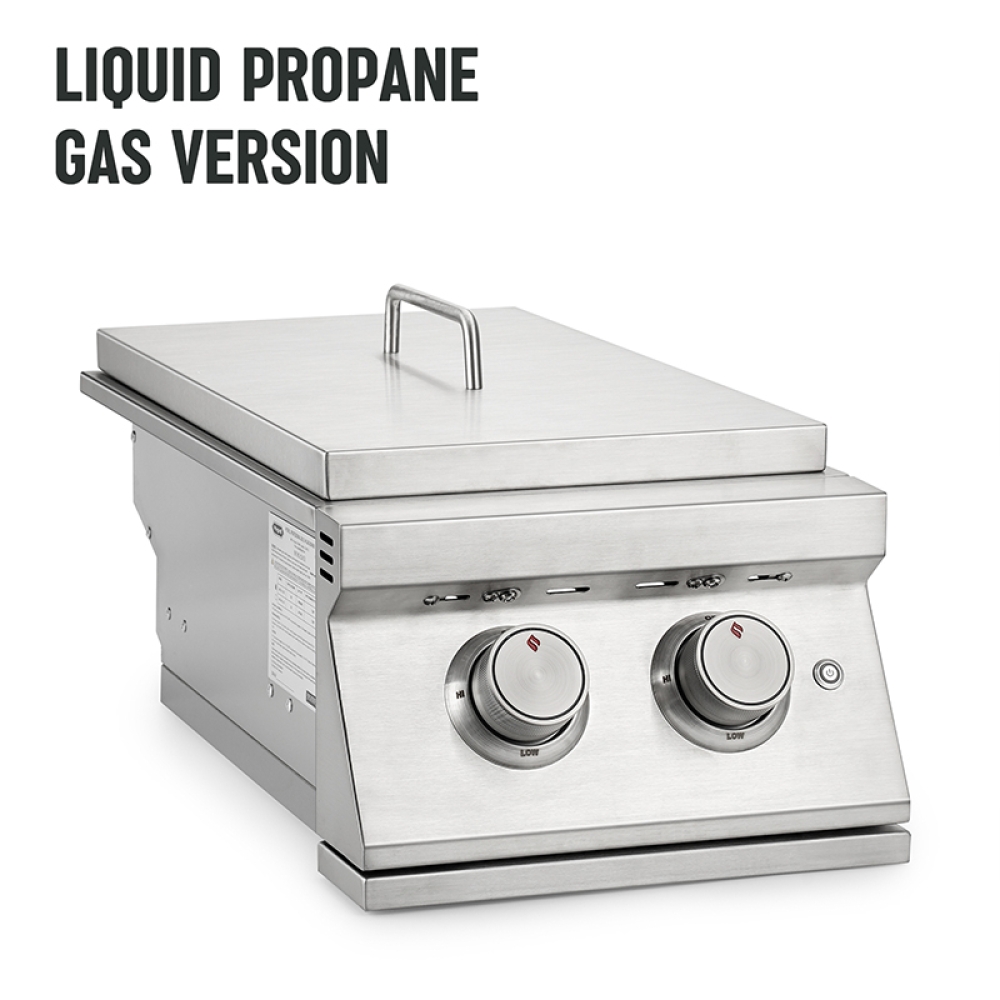 Hygrill 24,000BTU Liquid Propane Double Side Burner, Built In Double Grilling Side Burners for Outdoor Kitchen, Outdoor BBQ Grill Island