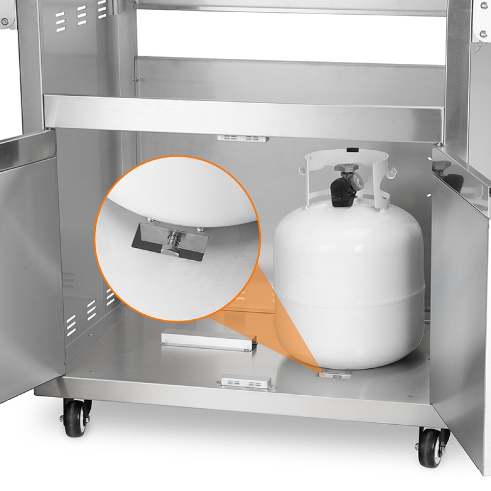 Hygrill Stainless Steel Grill Cart for Hygrill 2-Burner Built-In Griddle, Outdoor Kitchen Island with Foldable Side Shelves and Storage Cabinet