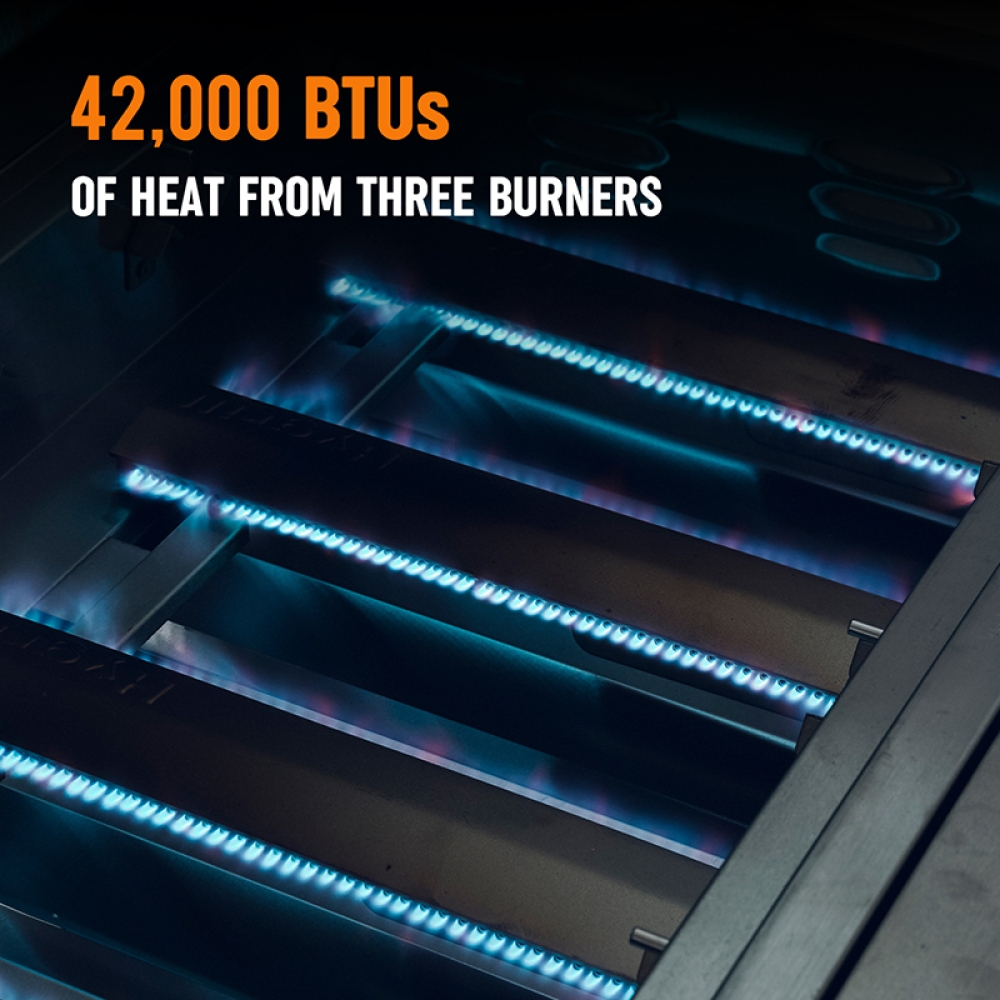 Hygrill Premium XTR 3-Burner Built In Grill, Stainless Steel Grill Head for Outdoor Kitchen with LED Lights, Liquid Propane