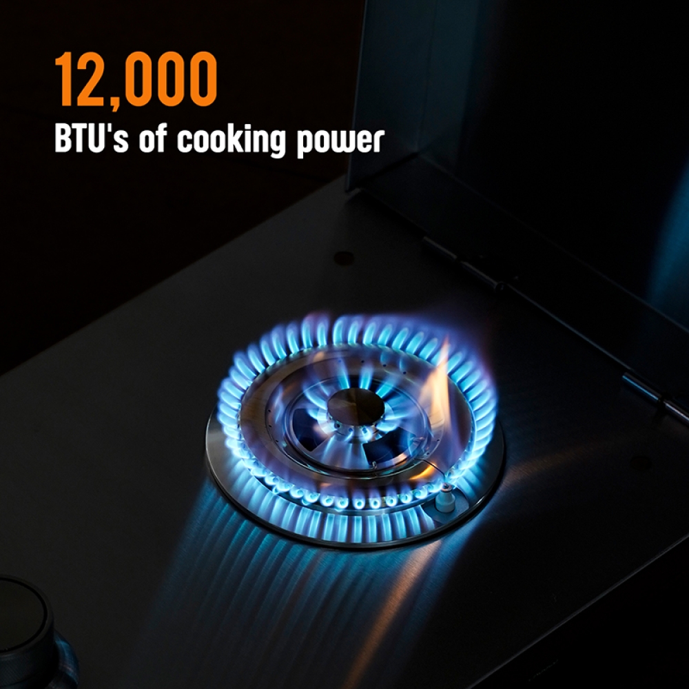 Hygrill Single Grilling Side Burners for Outdoor Kitchen, 304 Stainless Steel, Built-in Side Burner for Natural Gas