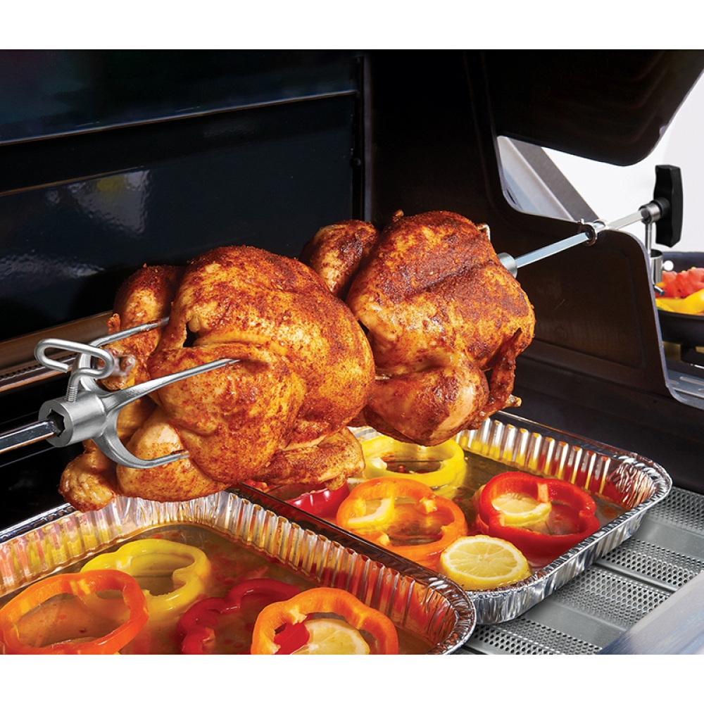 Hygrill Rotisserie Kit for All Hygrill 4-Burner Built-in Gas & Charcoal Grills, Grill Rotisseries with Motor, Spit Rod, 2 x 4-Prong Forks, Complete Holders, and Fixing Screws