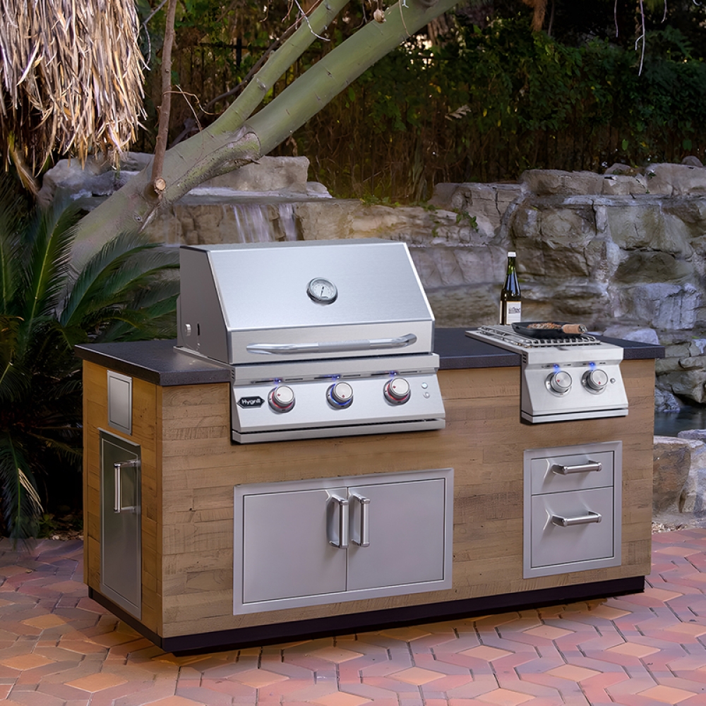 Hygrill Double Side Burner, Built In Double Grilling Side Burners for Outdoor Kitchen, Outdoor BBQ Grill Island, Natural Gas Version