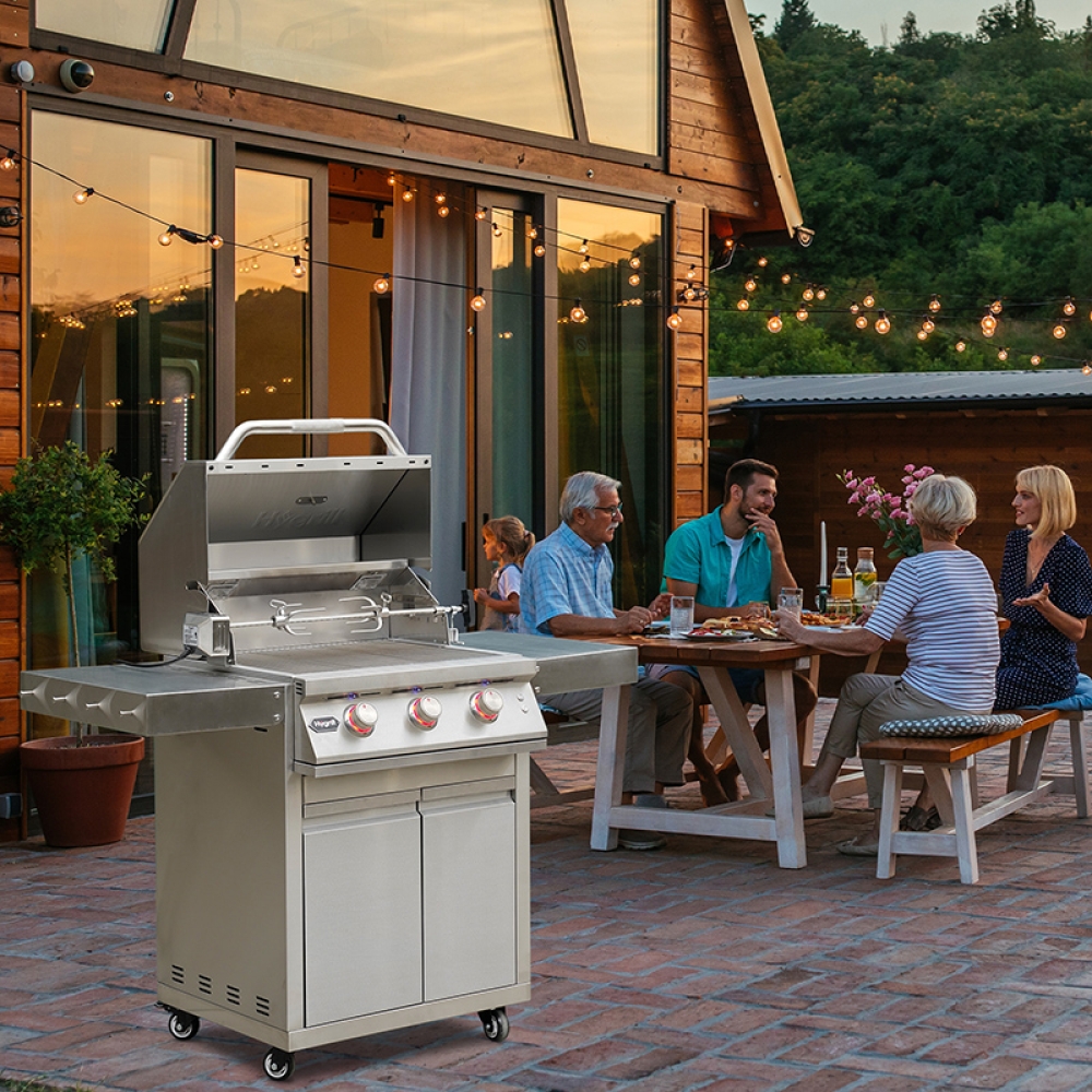 Hygrill Rotisserie Kit for All Hygrill 3-Burner Built-in Gas Grills, Grill Rotisseries with Motor, 28” Spit Rod, 2 x 4-Prong Forks, Complete Holders, and Fixing Screws