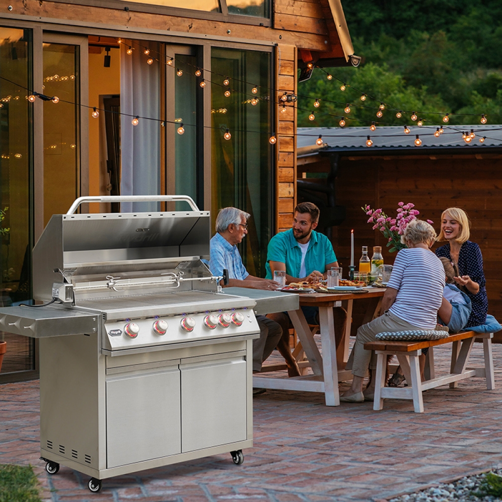 Hygrill Rotisserie Kit for All Hygrill 5-Burner Built-in Gas Grills, Grill Rotisseries with Motor, Spit Rod, 2 x 4-Prong Forks, Complete Holders, and Fixing Screws