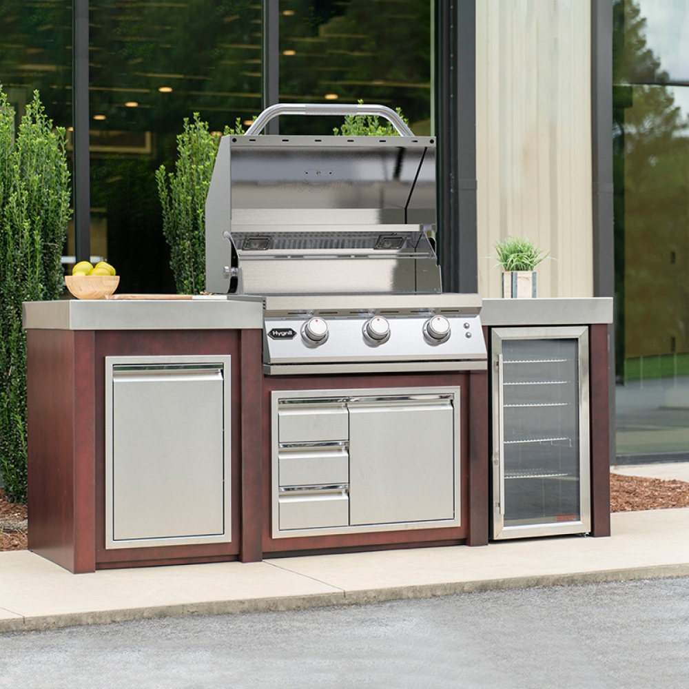 Hygrill Premium XTR 3-Burner Built In Grill, Stainless Steel Grill Head for Outdoor Kitchen with LED Lights, Liquid Propane