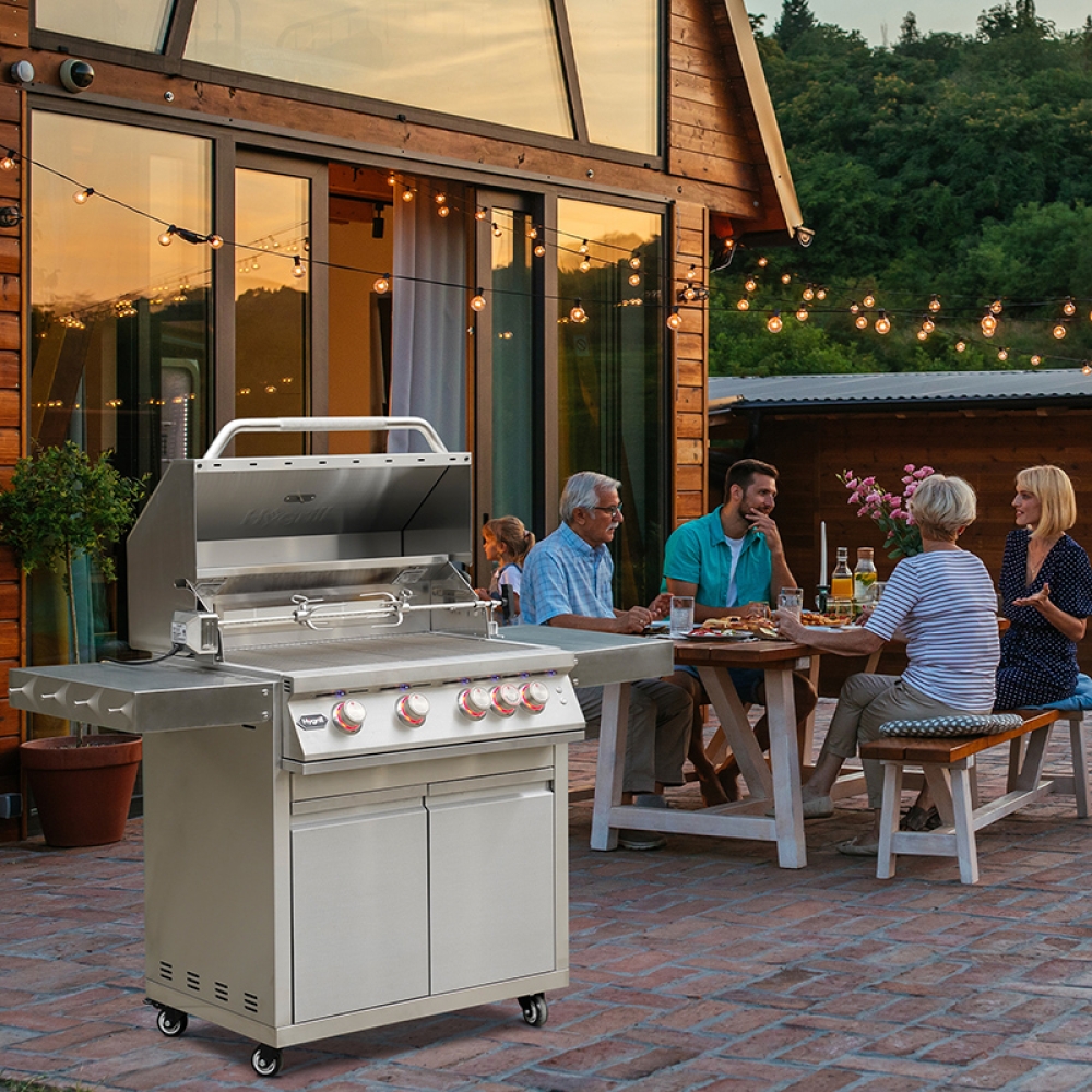 Hygrill Rotisserie Kit for All Hygrill 4-Burner Built-in Gas & Charcoal Grills, Grill Rotisseries with Motor, Spit Rod, 2 x 4-Prong Forks, Complete Holders, and Fixing Screws