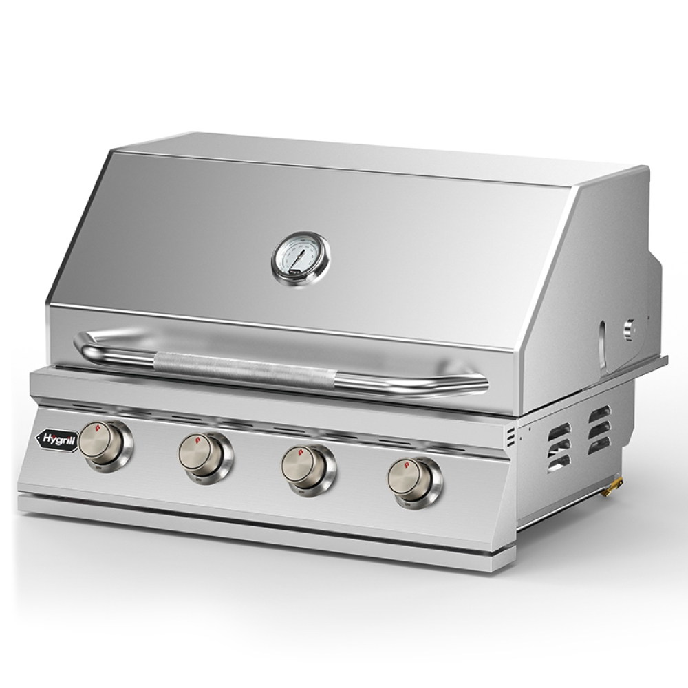 Hygrill 32-Inch Built In Grill, Stainless Steel 4-Burner Grill Head for Outdoor Kitchen, Liquid Propane