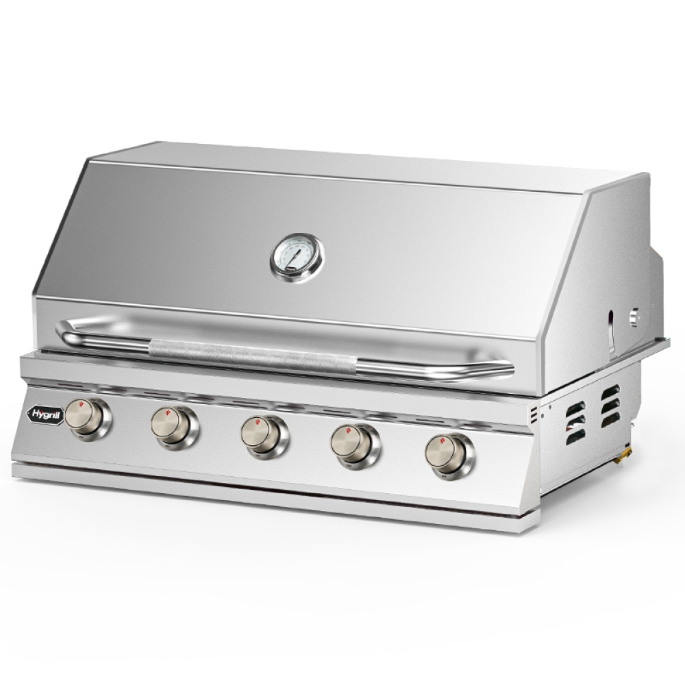 Hygrill 40-Inch Built In Grill, Stainless Steel 5-Burner Grill Head for Outdoor Kitchen, Liquid Propane