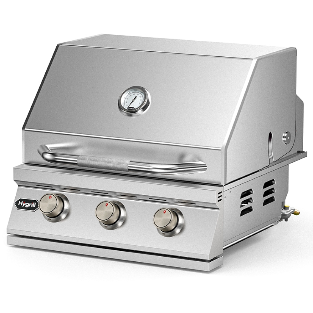 Hygrill Heavy Duty 3-Burner Built In Grill, Stainless Steel Grill Head for Outdoor Kitchen, Natural Gas