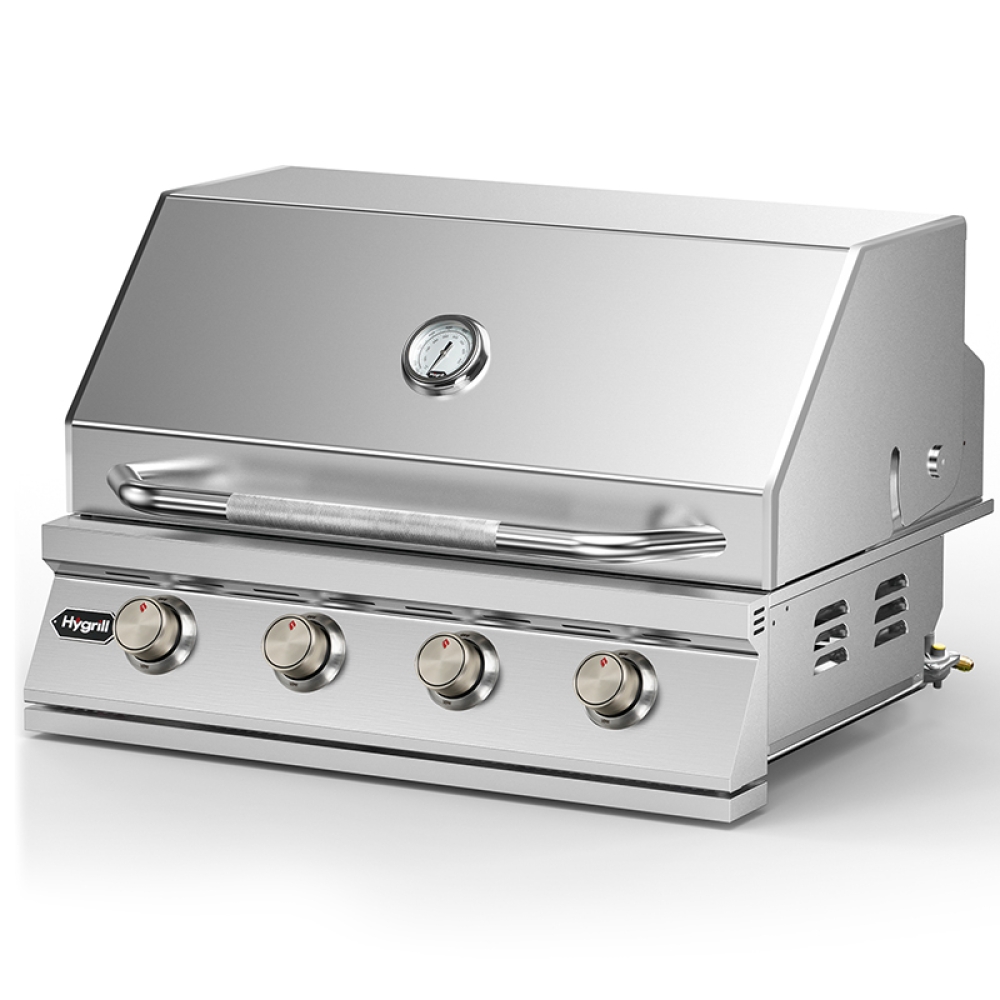 Hygrill 32-Inch Built In Grill, Stainless Steel 4-Burner Grill Head for Outdoor Kitchen, Natural Gas