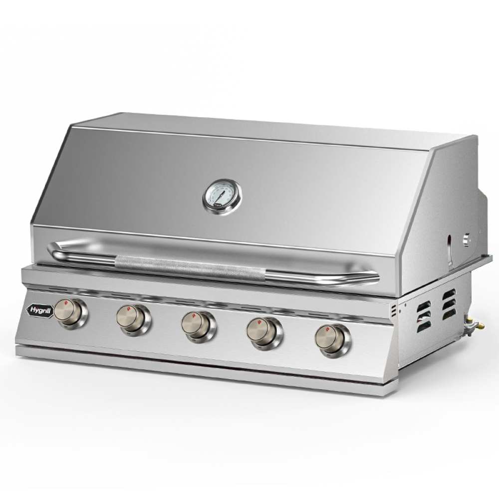 Hygrill 40-Inch Built In Grill, Stainless Steel 5-Burner Grill Head for Outdoor Kitchen, Natural Gas