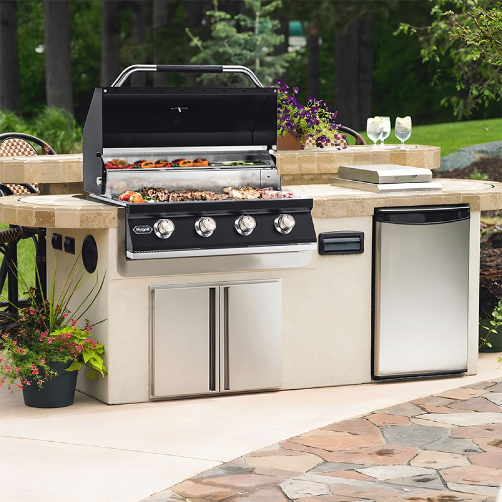 Hygrill 32-Inch Built In Grill for Natural Gas, Stainless Steel Outdoor Kitchen 4-Burner Grill Head, Black