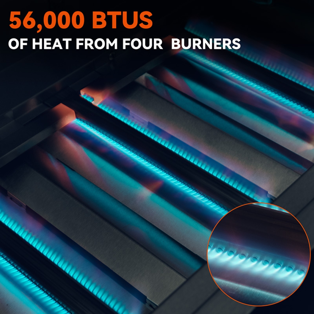 Hygrill 32-Inch Built In Grill, Stainless Steel 4-Burner Grill Head for Outdoor Kitchen, Natural Gas