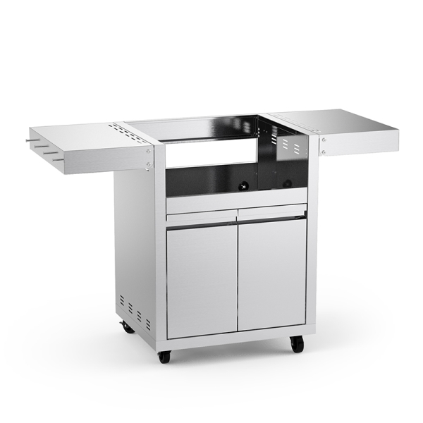 Hygrill Stainless Steel Grill Cart for Hygrill 3-Burner Built-In Gas Grill, Outdoor Kitchen Island with Foldable Side Shelves and Storage Cabinet