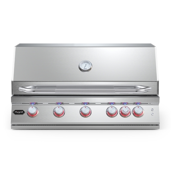 Hygrill Premium XTR 40-Inch Built In Grill, Stainless Steel 5-Burner Grill Head for Outdoor Kitchen with Rear Infrared Burner and LED Lights, Natural Gas
