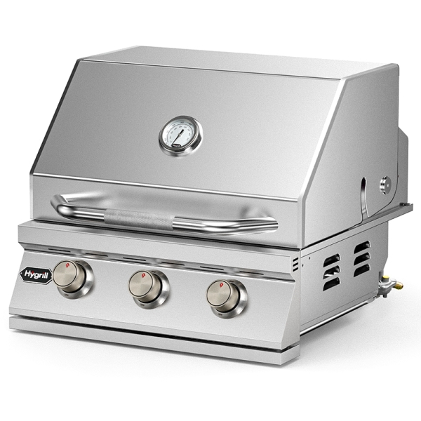 Hygrill Heavy Duty 3-Burner Built In Grill, Stainless Steel Grill Head for Outdoor Kitchen, Natural Gas