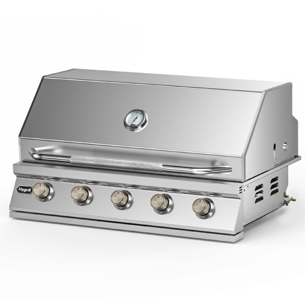 Hygrill 40-Inch Built In Grill, Stainless Steel 5-Burner Grill Head for Outdoor Kitchen, Natural Gas