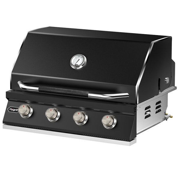 Hygrill 32-Inch Built In Grill for Natural Gas, Stainless Steel Outdoor Kitchen 4-Burner Grill Head, Black
